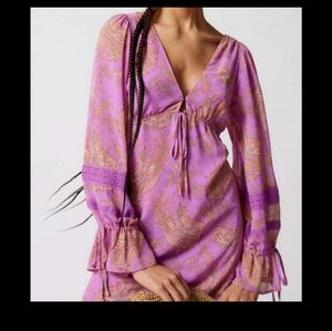 NWT Urban Outfitters Charlene printed long sleeve mini dress